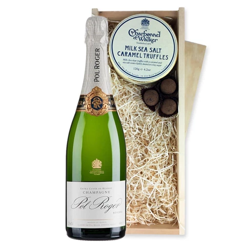 Pol Roger Brut Reserve Champagne 75cl And Milk Sea Salt Charbonnel Chocolates Box
